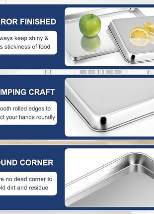 P&P CHEF 16 Inch Baking Cookie Sheet, Oven Pan Tray Stainless Steel Sheet Pan for Kitchen, Oven Bakeware for Multi Uses, Shiny Look & Dishwasher Safe, Healthy & Heavy Duty, 1Pc