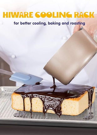 Hiware 2-Pack Cooling Racks for Baking - 10" x 15" - Stainless Steel Wire Cookie Rack Fits Jelly Roll Sheet Pan, Oven Safe for Cooking, Roasting, Grilling