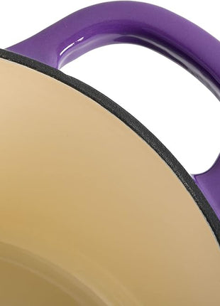 Crock-Pot Artisan 5-Quart Round Enameled Cast Iron Dutch Oven – Lavender Purple, Durable Heavy-Duty Cookware for Slow Cooking, Roasting, Baking with Lid