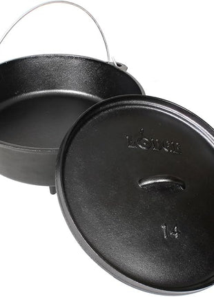 Lodge 6 Quart Pre-Seasoned Cast Iron Camp Dutch Oven with Lid - Dual Handles - Use in the Oven, on the Stove, on the Grill or over the Campfire - Black