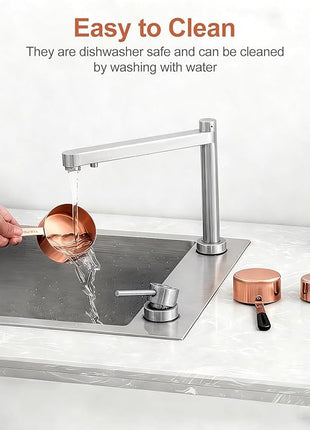 Measuring Cups and Spoons Set, Rose Gold Plated Stainless Steel 10 Piece for Cooking and Baking (5 Cups + 5 Spoons RoseGold)