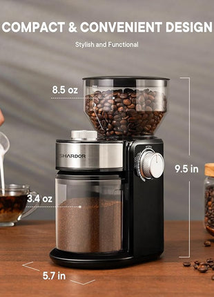 SHARDOR Electric Burr Coffee Grinder 2.0, Adjustable Burr Mill with 16 Precise Grind Setting for 2-14 Cup, Black