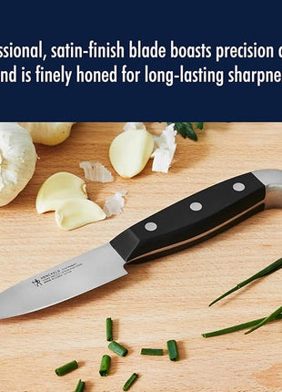 HENCKELS Statement Razor-Sharp 3-inch Compact Chef Knife, German Engineered Informed by 100+ Years of Mastery, Black/Stainless Steel