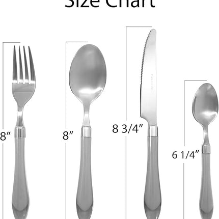 The Original Brink House Sea Blue Green Mix & Match Stainless Steel Cutlery Set with Translucent Handles / 16 pieces with Metal Stand/Lifestyle utensils set for home, apartment, dorm, outdoor events