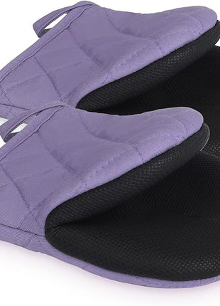 1 Pair Short Oven Mitts, Heat Resistant Silicone Kitchen Mini Oven Mitts for 500 Degrees, Non-Slip Grip Surfaces and Hanging Loop Gloves, Baking Grilling Barbecue Microwave Machine Washable