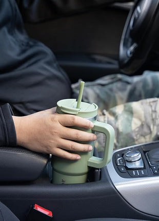 BJPKPK 30 oz Stainless Steel Tumbler With Handle Insulated Tumblers With 2 Straw Travel Coffee Mug With Lid,Sage