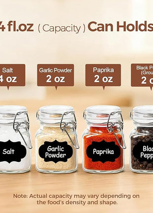 ComSaf 4 oz Glass Jars with Lid, Set of 12 Mini Airtight Glass Jars, Spice Jars, Small Mason Jar, Canning Jar Square with Seal Wire Clip Fastening, Labels & Funnels for Jam, Honey, Kitchen, Wedding