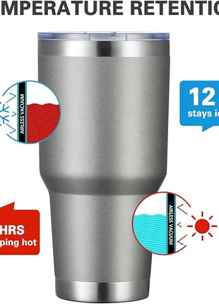 MEWAY 30oz Tumbler Double Wall Vacuum Insulated Travel Mug, Stainless Steel Tumbler with Lid, Durable Powder Coated Insulated Coffee Cup for Cold & Hot Drinks (Cold Grey,1 PACK)