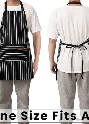 2 Pack Adjustable Bib Apron with 2 Pockets Chef Cooking Kitchen Restaurant Aprons for Women Men