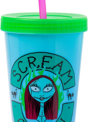 Silver Buffalo Disney The Nightmare Before Christmas 48 Pack Color Change Plastic Tumblers Featuring Jack Skellington, Sally, Oogie Boogie, and Zero, 24 Ounces