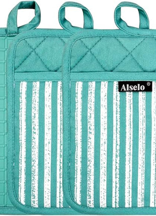 Silicone Pot Holders Set of 3 Heat Resistant & Non Slip Potholders, Professional Oven Hot Pads with Pockets Mitts for Kitchen Cooking Baking Barbecue