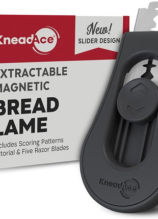 KneadAce Upgraded Magnetic Bread Lame, Professional Dough Scoring Tool with Extractable Blade, Sourdough Bread Tool for Baking, Includes Scoring Pattern Booklet & 5 Replaceable Razor Blades