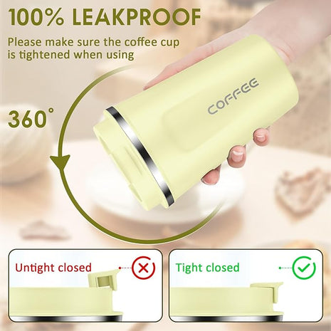 CS COSDDI 12 oz Stainless Steel Vacuum Insulated Tumbler - Coffee Travel Mug Spill Proof with Lid - Coffee Cups for Keep Hot/Ice Coffee,Tea and Beer