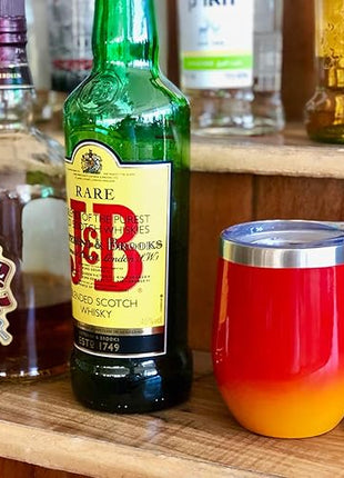 CHILLOUT LIFE 12 oz Stainless Steel Wine Tumbler with Lid - Double Wall Vacuum Insulated Wine Cup Glass Keeping Cold & Hot for Coffee, Champagne, Cocktails, Ice Cream - Red Fire