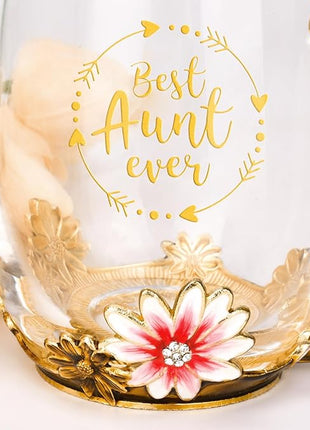 OEAGO Gifts for Aunt from Niece Nephew Tea Cup Cool Birthday Gift Enamel Flower Glass Mugs Christmas Mothers Day New Aunt Announcement Promoted