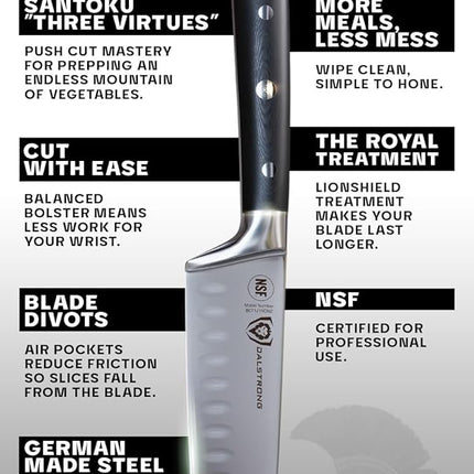 Dalstrong Santoku Knife - 5 inch - Gladiator Series Elite - Forged German High Carbon Steel - Black G10 Handle Kitchen Knife - Asian Vegetable Cooking Knife - Sheath Included - NSF Certified