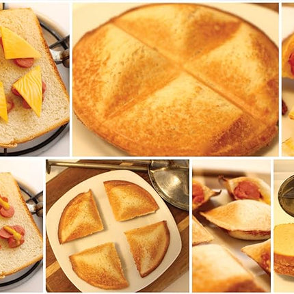 Handheld Sandwich Maker (Tid Bit), Portable Sandwich Grill & Panini Press, Cast Aluminum Pie Iron, 1945 Retro Stovetop & Campfire Toaster for Hot Sandwiches, Pies, Paninis, RV & Camping