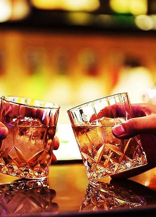 GLASKEY Whiskey Glasses Set of 4,Rock Glasses,11 oz Lead-Free Crystal Bourbon Glass,Old Fashioned Glass for Bourbon,Cognac,Irish Whisky,Personalised Whisky Glass Gift Set for Men,Dad,Brother