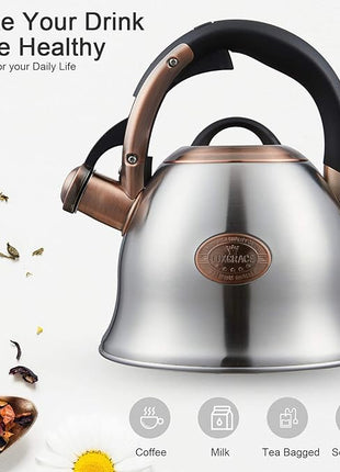 Tea Kettle -2.2 Quart Tea Kettles Stovetop Whistling Teapot Stainless Steel Tea Pots for Stove Top Whistle Tea Pot