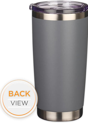 Christian Art Gifts Stainless Steel Double Wall Vacuum Insulated Travel Mug 18 oz Gray Bible Verse Tumbler with Retractable Lid for Men & Women - Walk by Faith - 2 Corinthian 5:7
