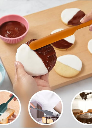 HOTEC Heat Resistant 600℉ BPA-Free Silicone Rubber Spatula Set for Baking, Cooking, and Mixing Non Stick Dishwasher Safe, Neutral Set of 5