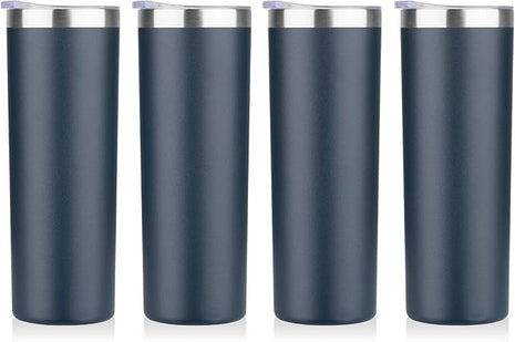 HASLE OUTFITTERS 20 oz Skinny Tumblers Bulk Set, Stainless Steel Insulated Slim Tumblers with Lids, Reusable Double Wall Travel Coffee Mugs, Durable Powder Coated Travel Water Cups(Navy, 4)
