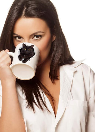 Winston & Bear Black Cat Coffee Mug - Funny Ceramic Coffee Mug Gift for Cat Lovers - Cute Novelty Cup for Men and Women (11oz)