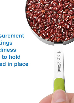 13-Piece Measuring Cups and Spoons Set Stainless Steel for Cooking & Baking (8 Cups +5 Spoons, Colorful）