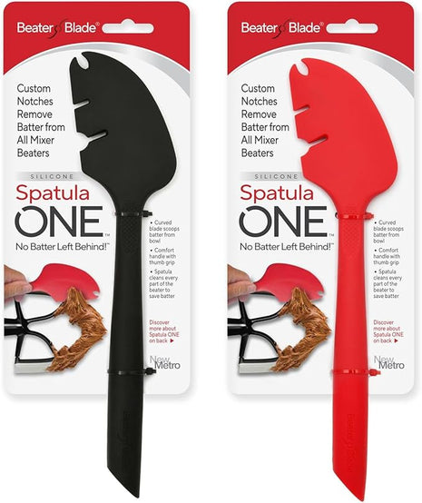 Silicone Spatula ONE Mixer Beater Scraper and Spatula Set, Cherry Red & Black