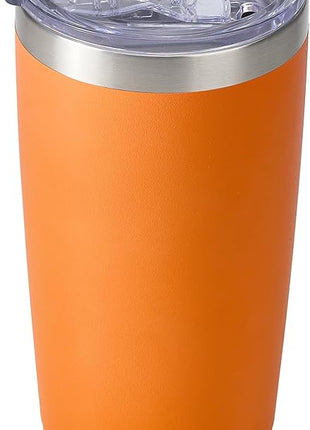 SUNWILL Travel Coffee Tumbler 20 oz, Insulated Mug with Lid, Stainless Steel Cup for Hot and Cold Drinks, Powder Coated Orange