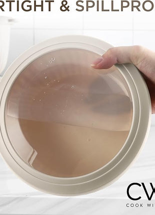 COOK WITH COLOR Prep Bowls with Lids- Wide and Deep Nesting Plastic Small Mixing Bowl Set with Lids, 12 Piece Set - Deep Bowls, Brown