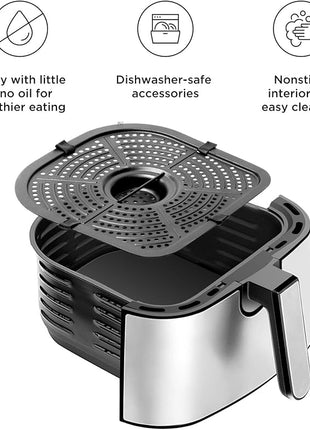 CHEFMAN Air Fryer Healthy Cooking, 4.5 Qt,User Friendly and Dual Control Temperature, Nonstick Stainless Steel, Dishwasher Safe Basket, w/ 60 Minute Timer & Auto Shutoff