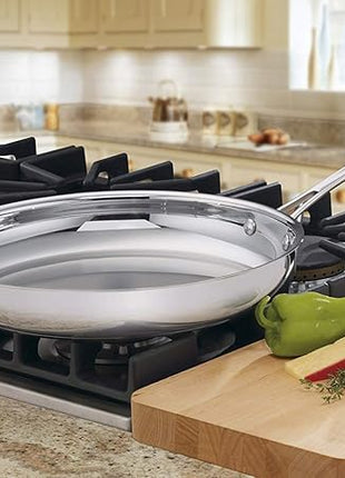 Cuisinart 422-30H Contour Stainless 12-Inch Open Skillet with Helper Handle, Silver