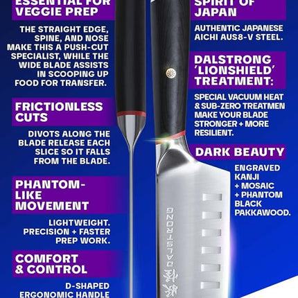 Dalstrong Nakiri Knife - 6 inch - Phantom Series - Japanese High-Carbon AUS8 Steel - Pakkawood Handle - Vegetable Kitchen Knife - Sheath Included