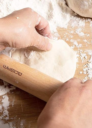 GOBAM Wood Rolling Pin, Large - Dough Roller for Pasta, Cookies, Pie, Pizza, Chapati, Fondant, Rolling Pins for Baking, Bread Making Tools and Supplies - 14.5 x 1.6 Inches