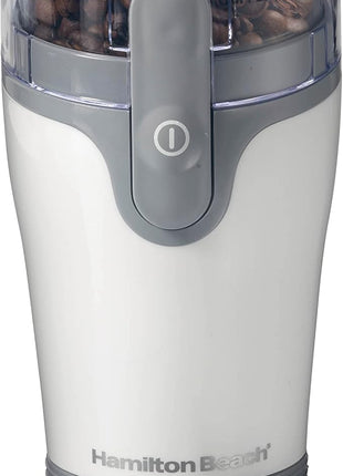 Hamilton Beach Fresh Grind Electric Coffee Grinder for Beans, Spices and More, Stainless Steel Blades, Removable Chamber, Makes up to 12 Cups, White