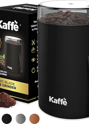 Kaffe One-Touch Coffee Grinder Electric w/Cleaning Brush (3 oz) - Coffee Grinders for Home Use - Up to 12 Cups of Coffee per Grind - Easy On/Off Coffee Bean Grinder - Black