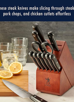 HENCKELS Solution Razor-Sharp Steak Knife Set of 8, German Engineered Informed by 100+ Years of Mastery,Black