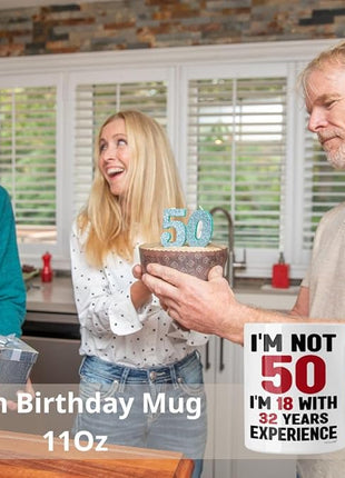 50th Birthday Mug, 1975 Vintage Coffee Cup for Women, Men, Her, Him, Best Fabulous Gift Idea for Wife, Husband, Mom, Dad, Sister, Friend Turning Fifty, Funny Gag Present, Happy 50 Year Old Celebration