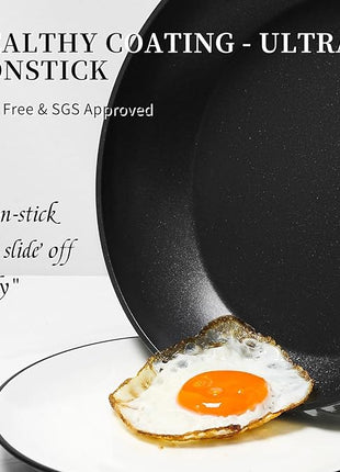 Innwewell 11 inch Nonstick Frying Pan, Non Stick Frying Pan Large Skillet Pan Omelette chef's Pan, Induction Compatible, No Toxic & PFOA Free, Black