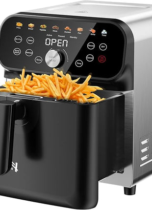 5QT Compact Air Fryer, 9-in-1 with Smart Digital Color TouchScreen Air Fryers View Window, Air Fry, Roast, Bake, Broil, Reheat, Dehydrate, 12 Presets,Less Oil Nonstick & Dishwasher Safe Basket
