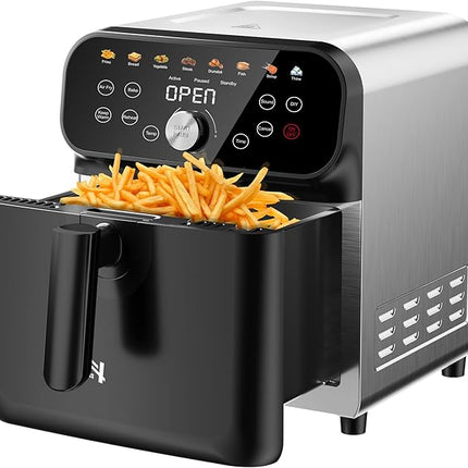5QT Compact Air Fryer, 9-in-1 with Smart Digital Color TouchScreen Air Fryers View Window, Air Fry, Roast, Bake, Broil, Reheat, Dehydrate, 12 Presets,Less Oil Nonstick & Dishwasher Safe Basket