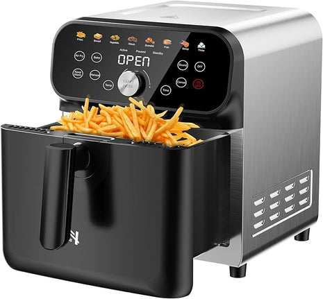 5QT Compact Air Fryer, 9-in-1 with Smart Digital Color TouchScreen Air Fryers View Window, Air Fry, Roast, Bake, Broil, Reheat, Dehydrate, 12 Presets,Less Oil Nonstick & Dishwasher Safe Basket