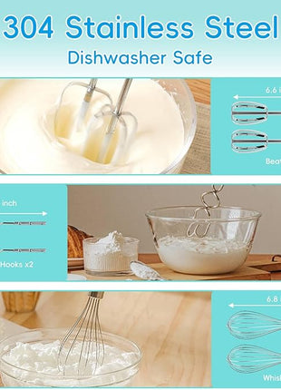 Hand Mixer Electric Handheld, 5-Speed Handheld Mixer, 380W Electric Mixer with Stainless Steel Whisk Beater Attachments, Snap-On Storage Case, Measuring Cups, Kitchen Cake Mixers for Baking Supplies