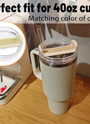 40 OZ Tumbler Lid Replacement Fit for Stanley Cup, 2 Pack Clear Replacement Lids Fit for Stanley Travel Tumbler, Spill Proof Tumbler Covers for Stanley Cup Accessories (Clear - Cream)