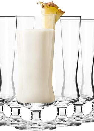 Krosno Pina Colada Cocktail Drinking Glasses, Set of 6, 10.1 oz, Avant-Garde Collection, Perfect for Alcoholic and Non Alcoholic Cocktails or Frozen Coffee, Dishwasher Safe, Made in Europe