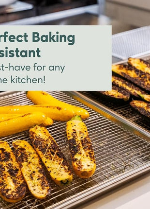 Ultra Cuisine Oven-Safe, Dishwasher-Safe 100% Stainless Steel Cooling and Baking Rack Set Heavy Duty Tight-Wire - 11.5 x 16.5-inch - Set of 2 - Half Sheet Pan Cooling Racks