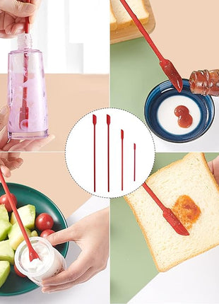 Mini Silicone Spatula Set 6 PCS Food Grade Small Jar Spatula with Long Handle Makeup Spatula Tool Heat Resistant Kitchen Utensils for Baking Cooking Mixing Tiny Scraper