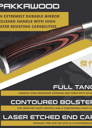 KESSAKU Meat Cleaver Butcher Knife - 7 inch - Samurai Series - Heavy Duty - Razor Sharp - Forged 7Cr17MoV High Carbon Stainless Steel - Wood Handle with Blade Guard