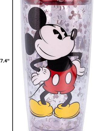 Silver Buffalo Disney Vintage Mickey Mouse Since 1928 Double Wall Travel Tumbler with Slide Close Lid, 20 Ounces